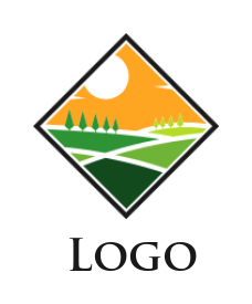 landscape logo maker garden scenery in square