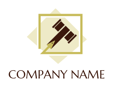 design an attorney logo gavel inside line arrow forming square