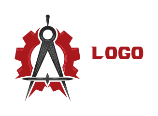 engineering logo of gear at the back of compass