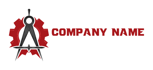 engineering logo of gear at the back of compass