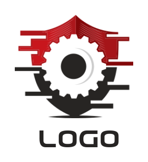 create an engineering logo gear inside shield