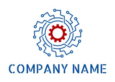 IT logo maker gear inside the circular circuitry