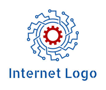 IT logo maker gear inside the circular circuitry