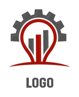 engineering logo icon gear on bulb with bars
