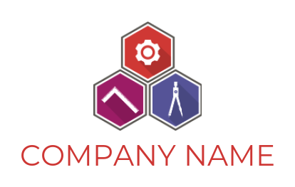 gear scale mathematical compass in hexagon