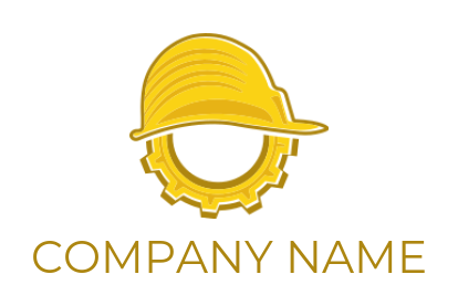 construction logo icon gear wearing construction helmet - logodesign.net