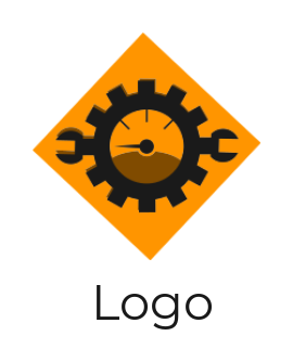 auto mechanic logo gear with wrench speedometer