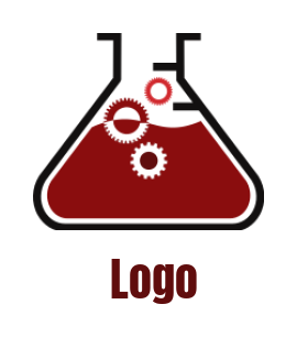 research logo online gears and chemical flask