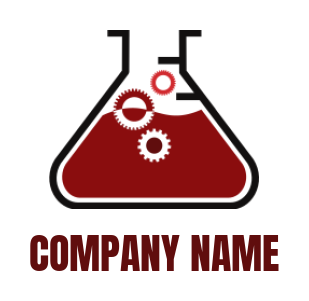 research logo online gears and chemical flask