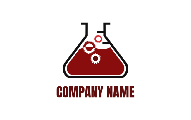 research logo online gears and chemical flask