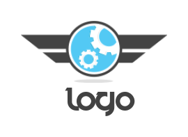 transportation logo icon gears in circle wings