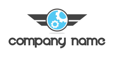 transportation logo icon gears in circle wings - logodesign.net