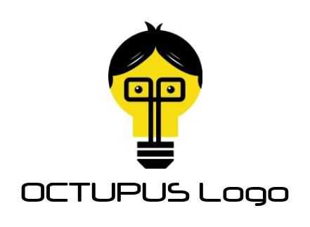 advertising logo icon geek bulb with hair - logodesign.net