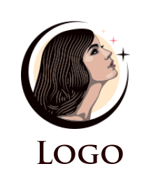 create a beauty logo girl face in circle
