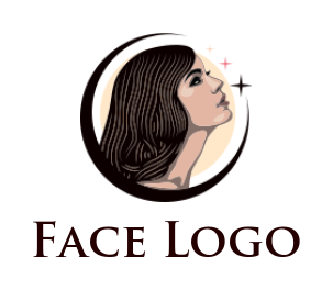 create a beauty logo girl face in circle