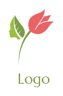 beauty logo icon girl face merged with leaf and flower