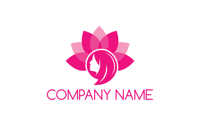 spa logo template girl face merged with lotus flower