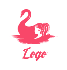 Beauty logo girl face on swan