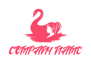 Beauty logo girl face on swan