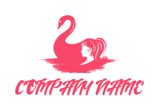 Beauty logo girl face on swan