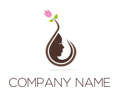 Unique logo of girl face with rose 