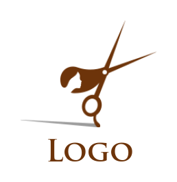 Generate a beauty logo of girl hair merged with scissor 