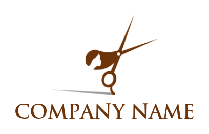 Generate a beauty logo of girl hair merged with scissor 