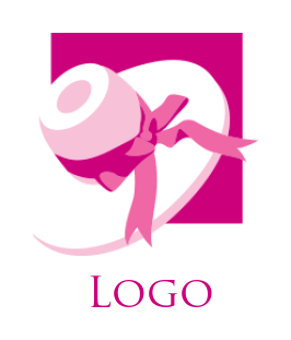 generate a fashion logo of girl hat with ribbon