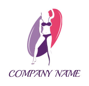 fashion logo illustration girl in bikini dancing