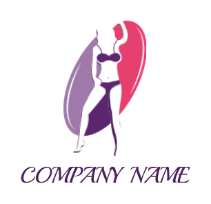 fashion logo illustration girl in bikini dancing
