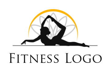 design a fitness logo girl lying in yoga pose with lotus background