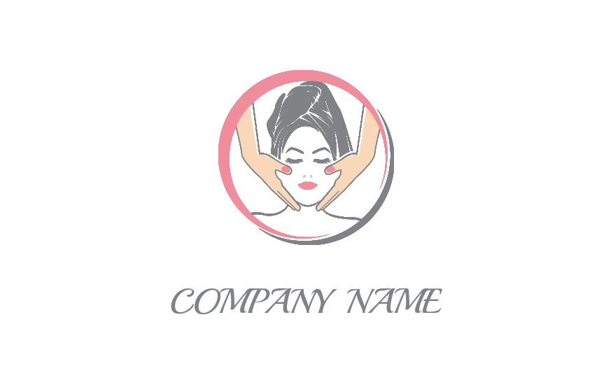 Create a logo of girl taking face massage