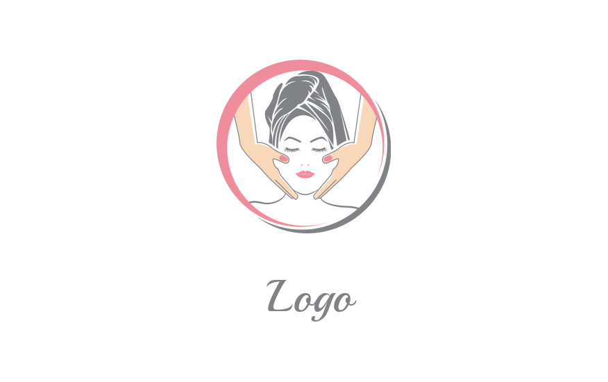 spa logo maker girl taking face massage