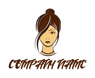 Hair salon logo girl with bun hairstyle