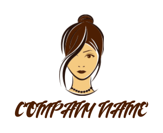 Hair salon logo girl with bun hairstyle