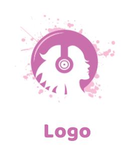 entertainment logo girl with headphone in circle