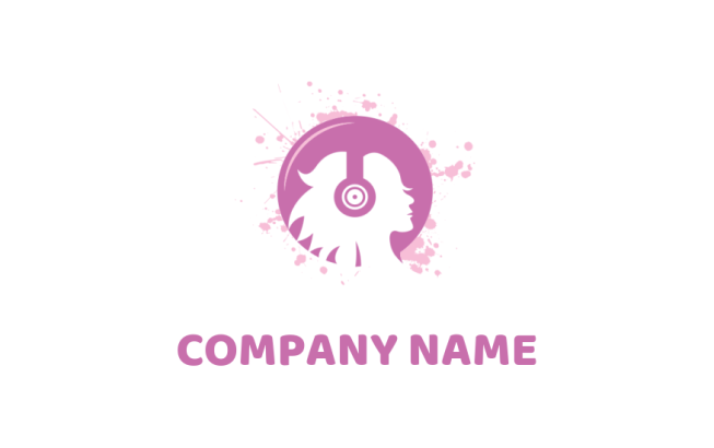 entertainment logo girl with headphone in circle