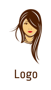 Hairstylist logo girl with long hair