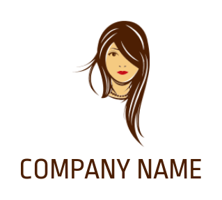 Hairstylist logo girl with long hair