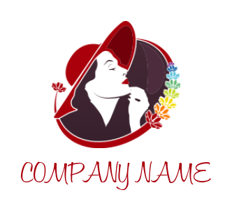 fashion logo illustration glamorous woman with hat in flower swoosh