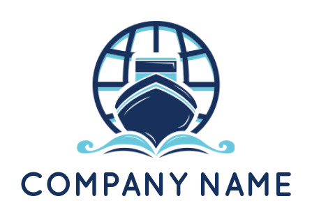 make a logistics logo globe and ship on waves - logodesign.net