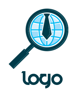  employment logo globe tie in magnifying glass 