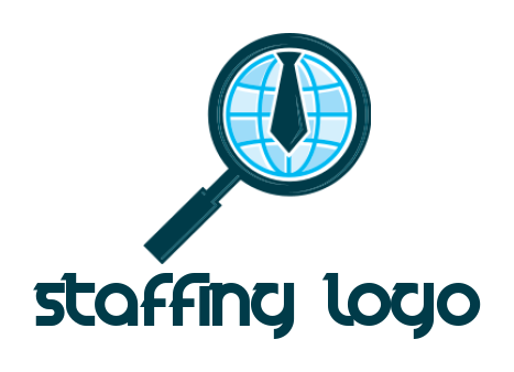 employment logo globe tie in magnifying glass