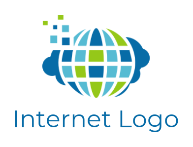 IT logo icon globe in cloud with pixels - logodesign.net