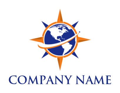 travel logo maker world inside of a compass - logodesign.net