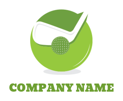 design a sports logo golf ball and golf stick inside circle 