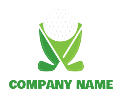 sports logo icon golf ball in front of golf sticks - logodesign.net