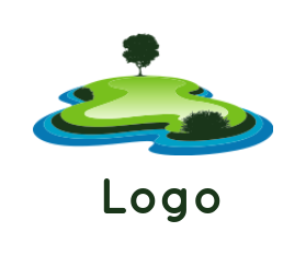 landscape logo illustration golf patch on island