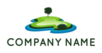 landscape logo illustration golf patch on island - logodesign.net