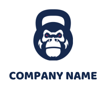 animal logo gorilla face forming kettle bell